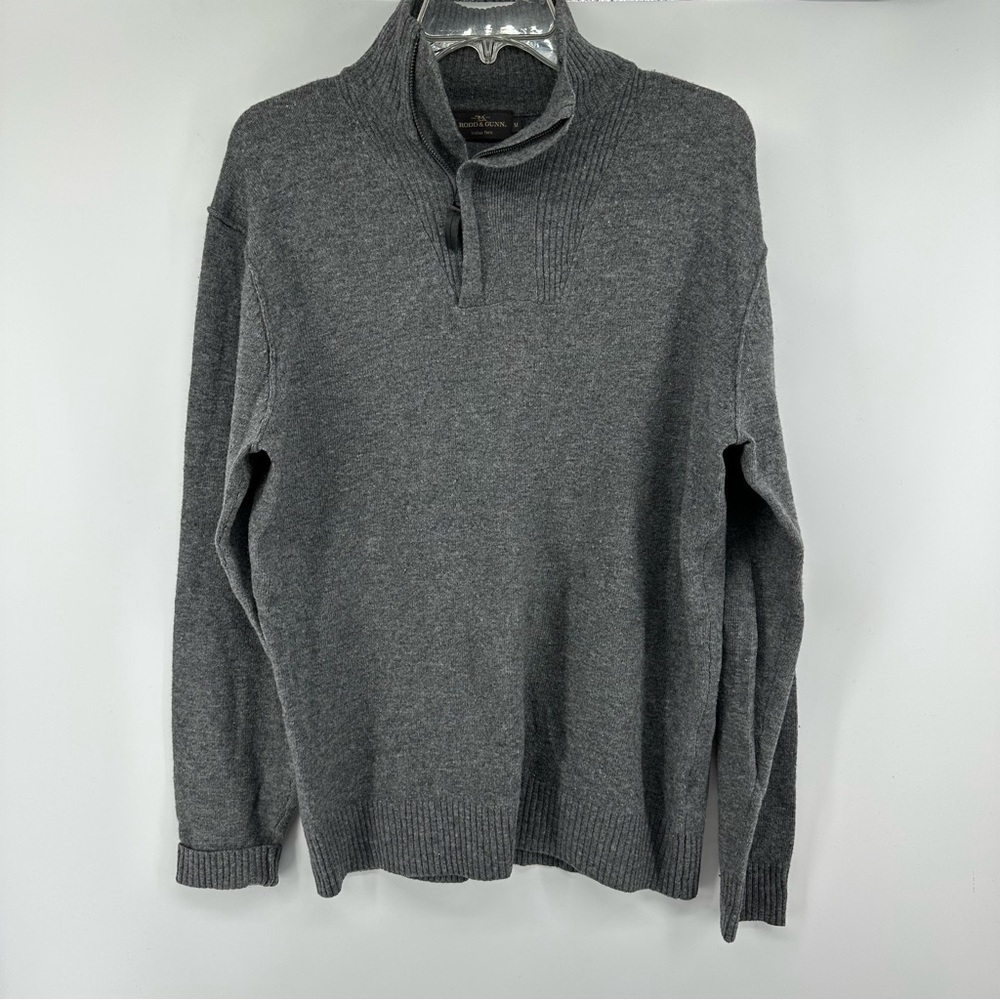 Rodd & Gunn Sz Large Italian Yarn Grey 1/4 Zip Sweater